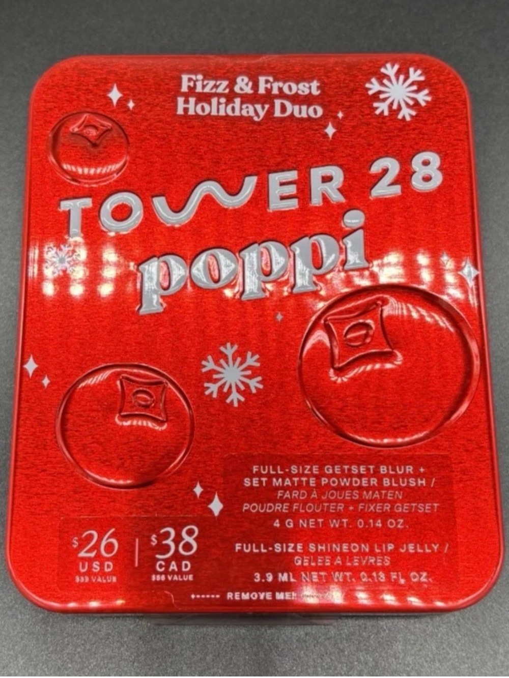 Tower 28 Poppi Fizz & Frost Holiday Duo -Lip Gloss and Blush Limited Edition
